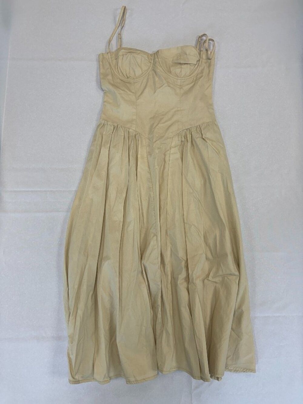 Strangers & Lovers Cordelia Corset Style Fit Flare Midi Dress Beige Size M